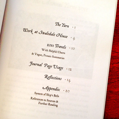 Annual Yarn: 2011 - Table of Contents