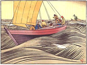 York Boat On Lake Winnipeg, 1930 by W.J. Philips